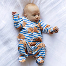 Load image into Gallery viewer, UNISEX BABY COTTON SLEEPSUIT - TEDDY STRIPE