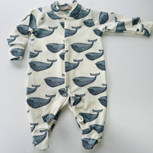 Load image into Gallery viewer, EDDIE &amp; BEE - ORGANIC COTTON SLEEPSUIT WHALE PRINT