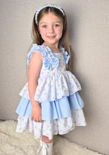Load image into Gallery viewer, BUTTON UP BABY - BLUE FABRIC RUFFLED DRESS