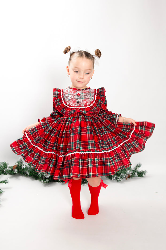 BUTTON UP BABY - TARTAN RUFFLE DRESS
