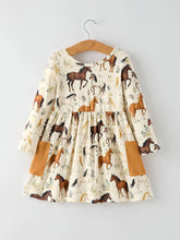 Load image into Gallery viewer, WESTER HORSE PRINT LONG SLEEVE DRESS