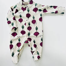 Load image into Gallery viewer, EDDIE &amp; BEE - ORGANIC CREAM BEETROOT PRINT SLEEPSUIT