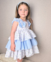 Load image into Gallery viewer, BUTTON UP BABY - BLUE FABRIC RUFFLED DRESS