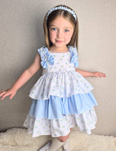 Load image into Gallery viewer, BUTTON UP BABY - BLUE FABRIC RUFFLED DRESS