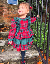 Load image into Gallery viewer, BUTTON UP BABY - RED AND GREEN TARTAN PUFFBALL DRESS (PRE-ORDER)