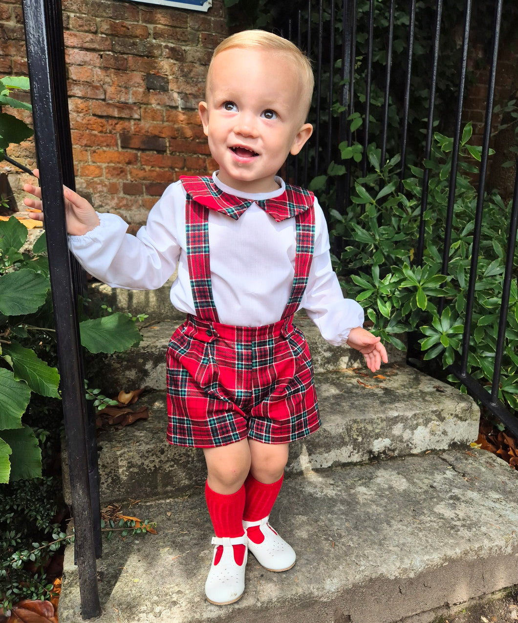 PRE ORDER Boys Red Tartan Outfit by Button Up Baby Button Up Baby Boutique