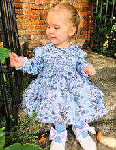 Load image into Gallery viewer, BUTTON UP BABY - BLUE BIRDS SMOCKED DRESS (PRE-ORDER)