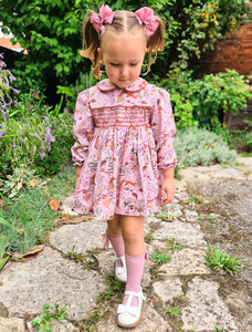 BUTTON UP BABY - OWL SMOCKED DRESS