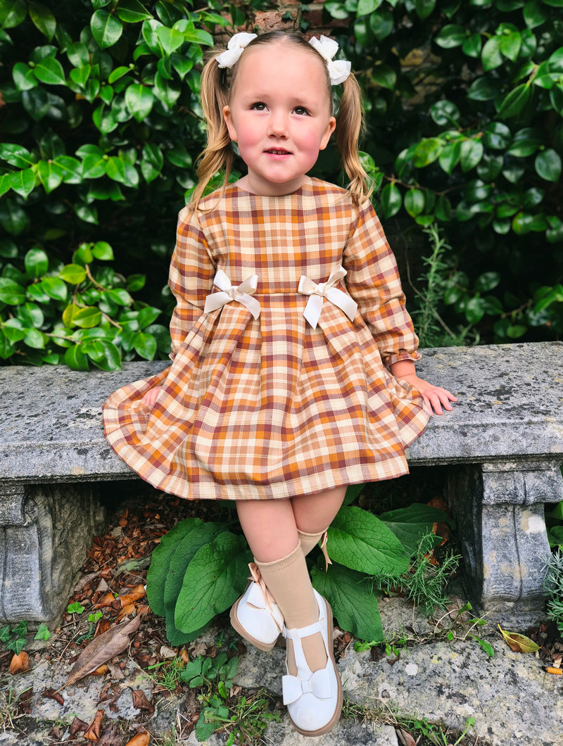 BUTTON UP BABY - BEIGE CHECKED DRESS