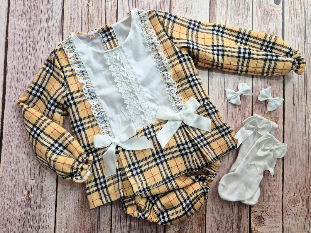 BUTTON UP BABY - BLACK AND BEIGE CHECK DRESS