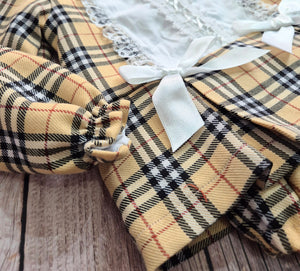 BUTTON UP BABY - BLACK AND BEIGE CHECK DRESS