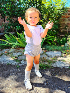 BUTTON UP BABY - GREY AND WHITE POLKA DOT BRACES SET