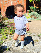 Load image into Gallery viewer, BUTTON UP BABY - GREY AND WHITE POLKA DOT BRACES SET