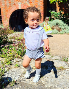 BUTTON UP BABY - GREY AND WHITE POLKA DOT BRACES SET