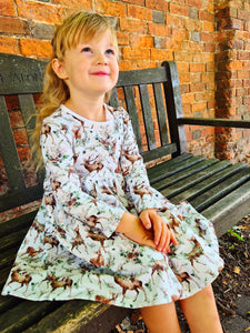 BUTTON UP BABY- DEER PRINT JERSEY DRESS