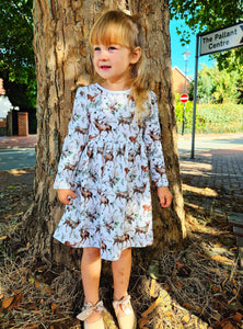BUTTON UP BABY- DEER PRINT JERSEY DRESS