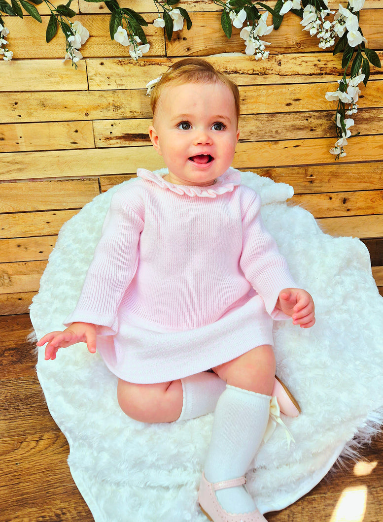 LITTLE NOSH - FITTED PINK KNITTED DRESS