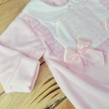 Load image into Gallery viewer, 2 BOWS VELOUR SLEEPSUIT - BABY PINK