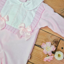 Load image into Gallery viewer, 2 BOWS VELOUR SLEEPSUIT - BABY PINK