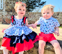 Load image into Gallery viewer, BUTTON UP BABY - SHIRT AND SHORTS 2 PIECE SET - SAILING BOATS