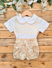 Load image into Gallery viewer, MABINI - TOILE DE JOUY BOYS 2 PIECE SMOCKED SHORTS SET - CAMEL