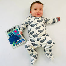 Load image into Gallery viewer, EDDIE &amp; BEE - ORGANIC COTTON SLEEPSUIT WHALE PRINT