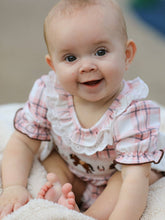 Load image into Gallery viewer, WESTERN HORSE EMBROIDERED SMOCKED PLAID BABY GIRL ROMPER