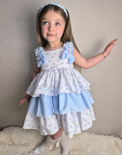 Load image into Gallery viewer, BUTTON UP BABY - BLUE FABRIC RUFFLED DRESS