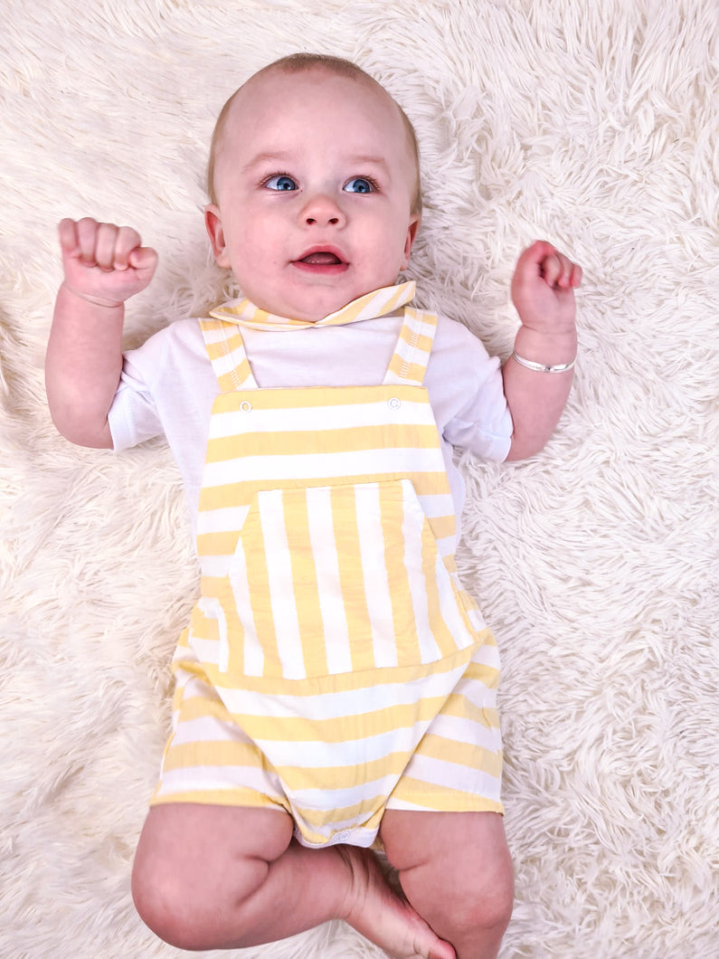 RAPIFE - YELLOW STRIPED DUNGAREE BODYSUIT