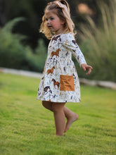 Load image into Gallery viewer, WESTER HORSE PRINT LONG SLEEVE DRESS