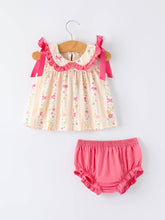 Load image into Gallery viewer, RYLEE FAITH - SPRING FLORAL BOW RUFFLE BLOOMER SET