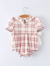 Load image into Gallery viewer, WESTERN HORSE EMBROIDERED SMOCKED PLAID BABY GIRL ROMPER