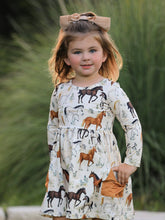 Load image into Gallery viewer, WESTER HORSE PRINT LONG SLEEVE DRESS