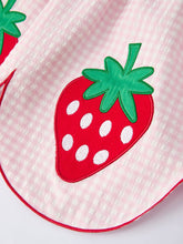 Load image into Gallery viewer, RYLEE FAITH - PLAID SMOCKED STRAWBERRY APPLIQUE DRESS