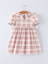Load image into Gallery viewer, WESTERN HORSE EMBROIDERED SMOCKED PLAID GIRLS DRESS
