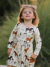 Load image into Gallery viewer, WESTER HORSE PRINT LONG SLEEVE DRESS