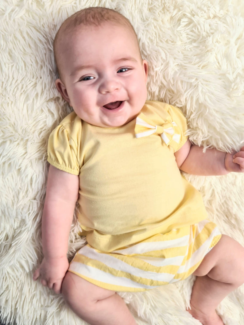 RAPIFE -  yellow & white striped shorts and t-shirt set