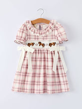 Load image into Gallery viewer, WESTERN HORSE EMBROIDERED SMOCKED PLAID GIRLS DRESS