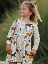 Load image into Gallery viewer, WESTER HORSE PRINT LONG SLEEVE DRESS