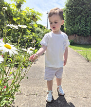 Load image into Gallery viewer, RAPIFE - BEIGE AND BLUE STRIPED SHORTS AND T-SHIRT