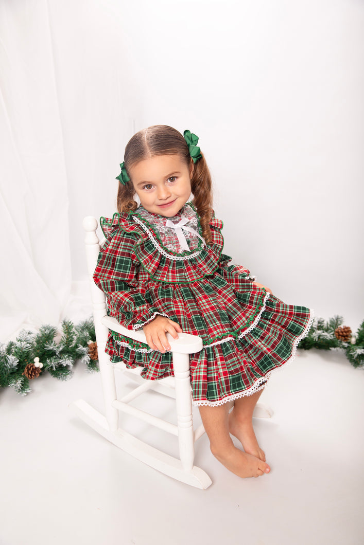 BUTTON UP BABY - GREEN & RED CHRISTMAS DRESS