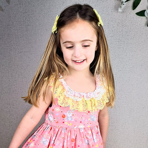 BUTTON UP BABY - CORAL BUNNY DRESS