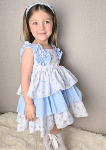BUTTON UP BABY - BLUE FABRIC RUFFLED DRESS