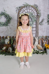 BUTTON UP BABY - CORAL BUNNY DRESS