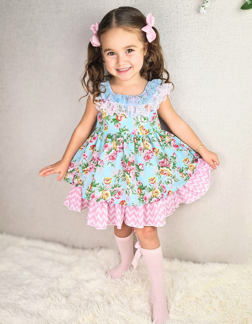 BUTTON UP BABY - FLORAL RUFFLE DRESS
