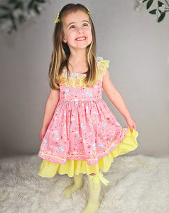 BUTTON UP BABY - CORAL BUNNY DRESS