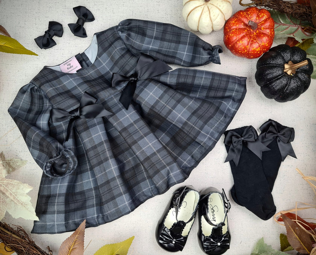 BUTTON UP BABY - DARK TARTAN DRESS