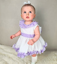 Load image into Gallery viewer, BUTTON UP BABY - WHITE/PURPLE SUMMER DRESS