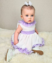 Load image into Gallery viewer, BUTTON UP BABY - WHITE/PURPLE SUMMER DRESS