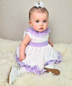 BUTTON UP BABY - WHITE/PURPLE SUMMER DRESS